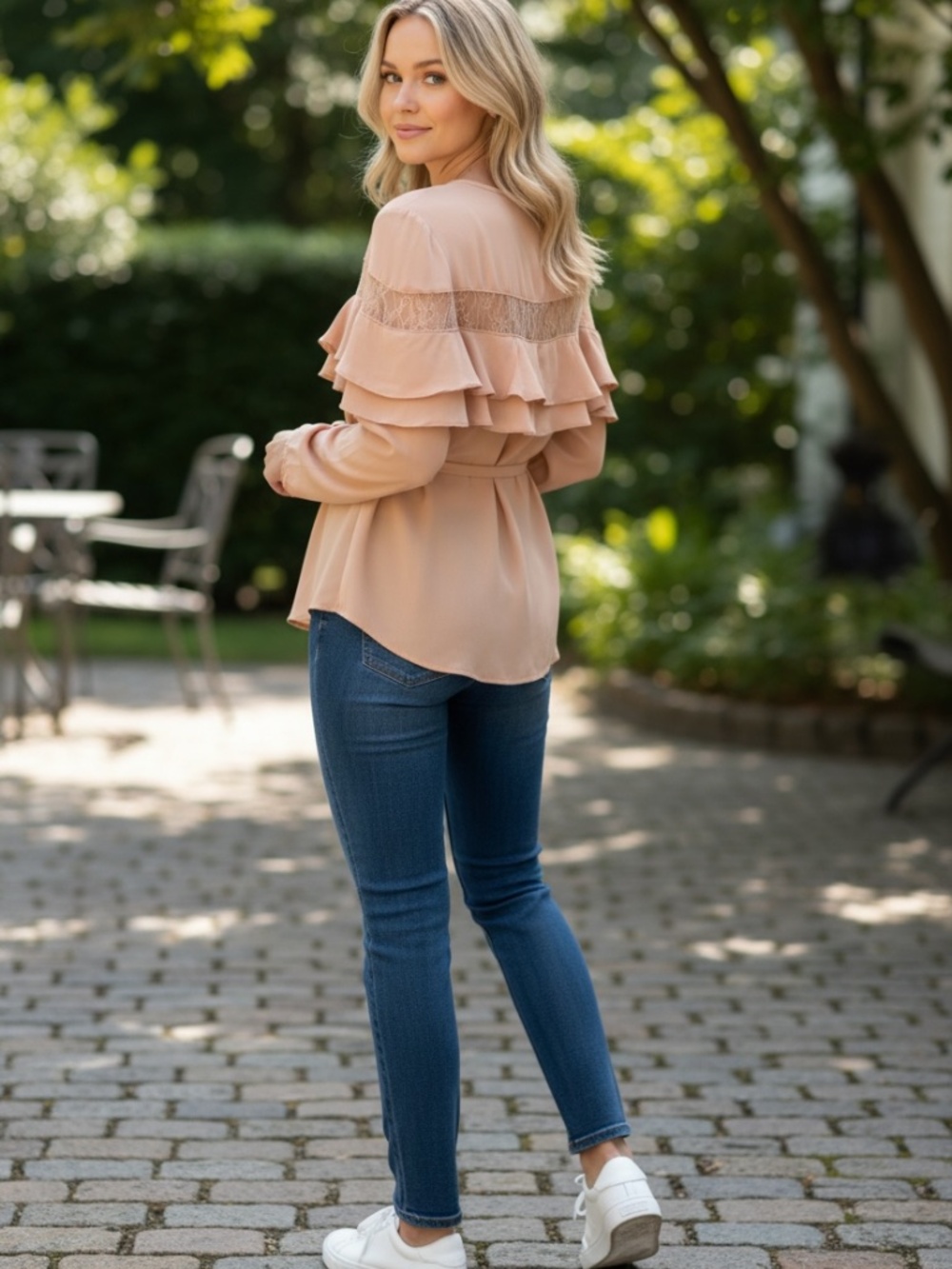 NWT Women's Wrap Style Lace Sheer Insert Layer Cape Top Blouse